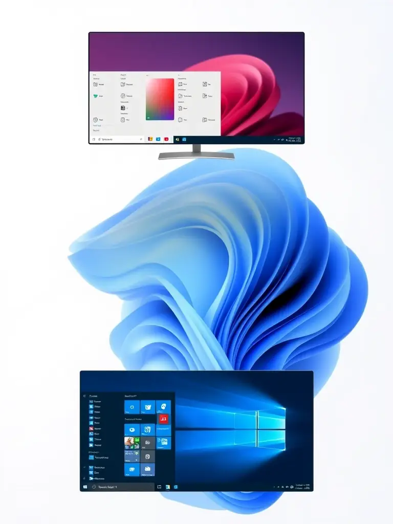 A clean and modern desktop interface of Windows 11, highlighting its user-friendly design and advanced features.